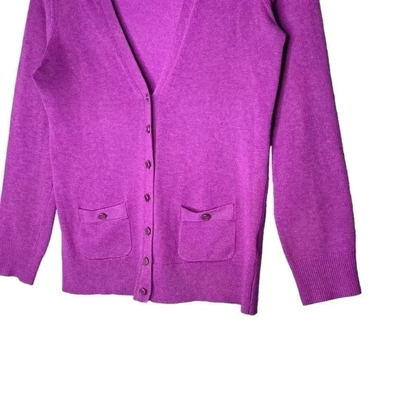 Banana Republic Wool Blend Purple Long Sleeve Button Down Cardigan Sweater Small - Picture 3 of 7